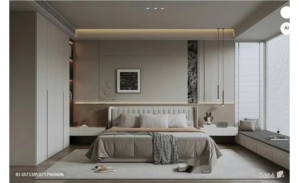 A Modern Bedroom 3D Model – 12245 – VRAY Render