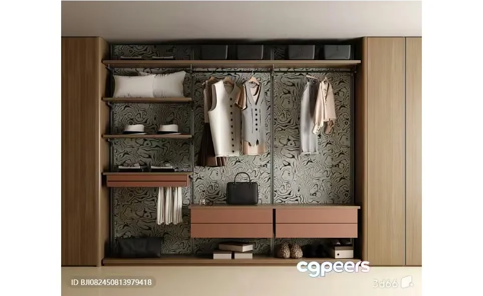 Modern Walk-In Closet 3D Model – 8340 – VRAY Render