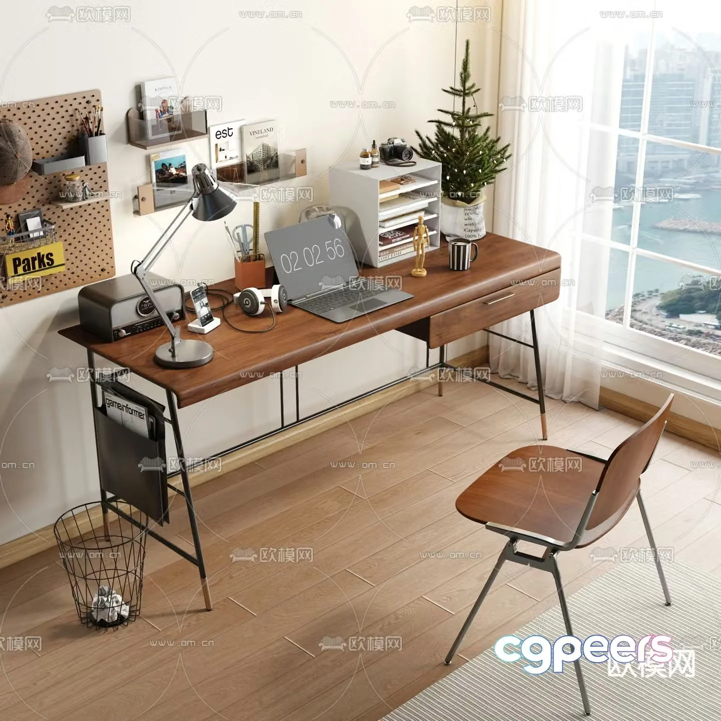 Medieval style desk and chair 3d model