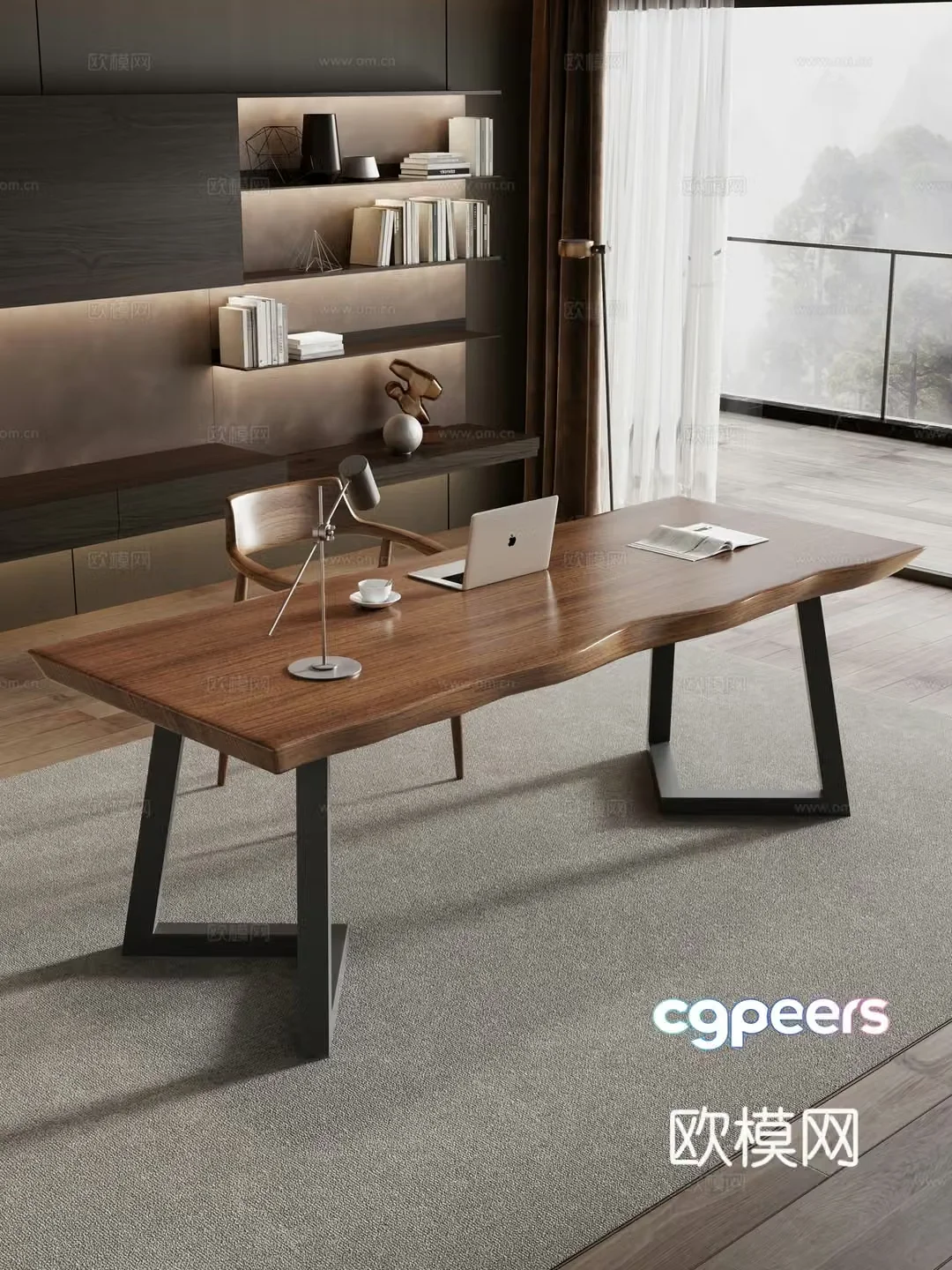 Modern desk computer desk large table horizontal hall table 3D model
