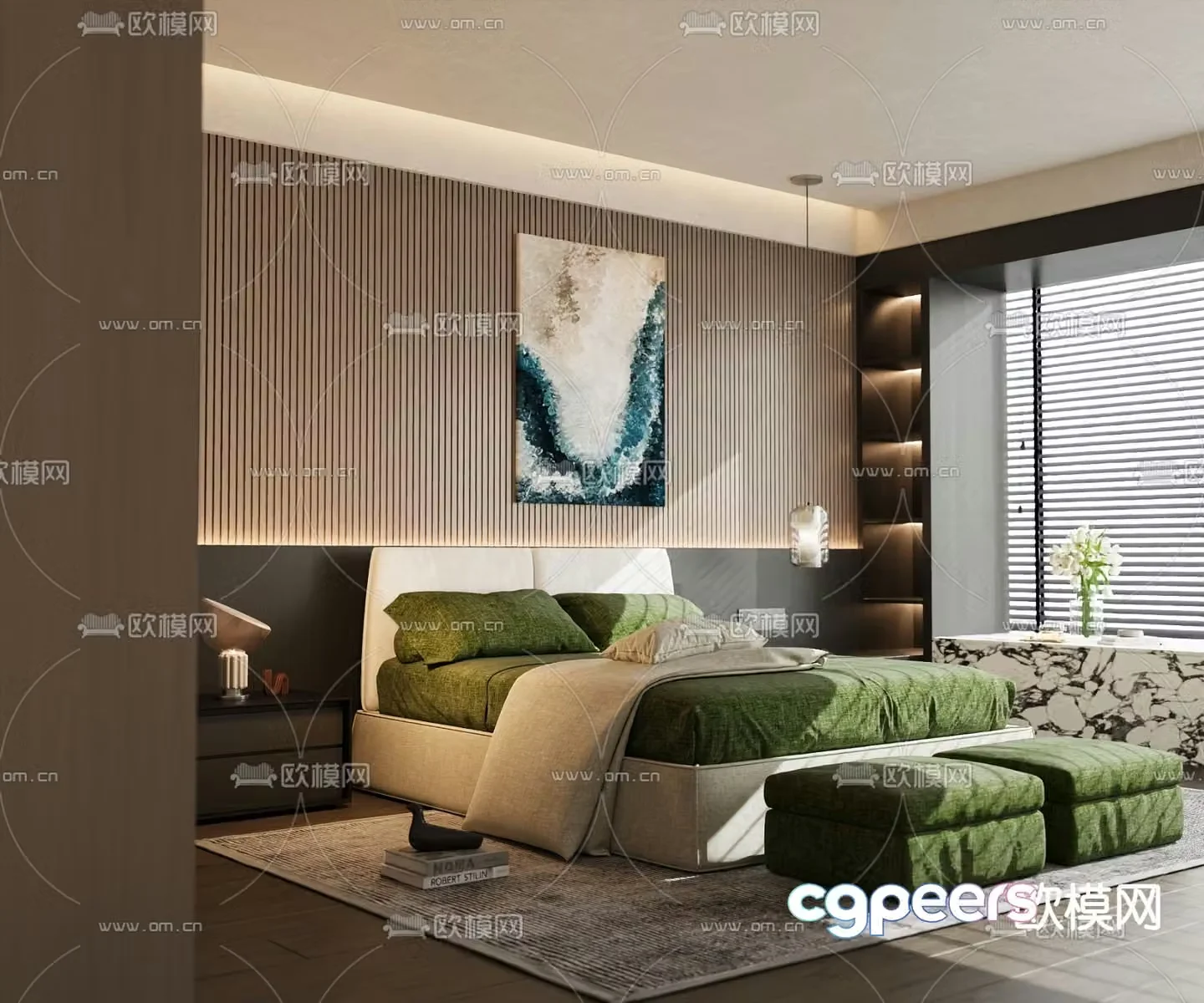 Italian double bed 3d model