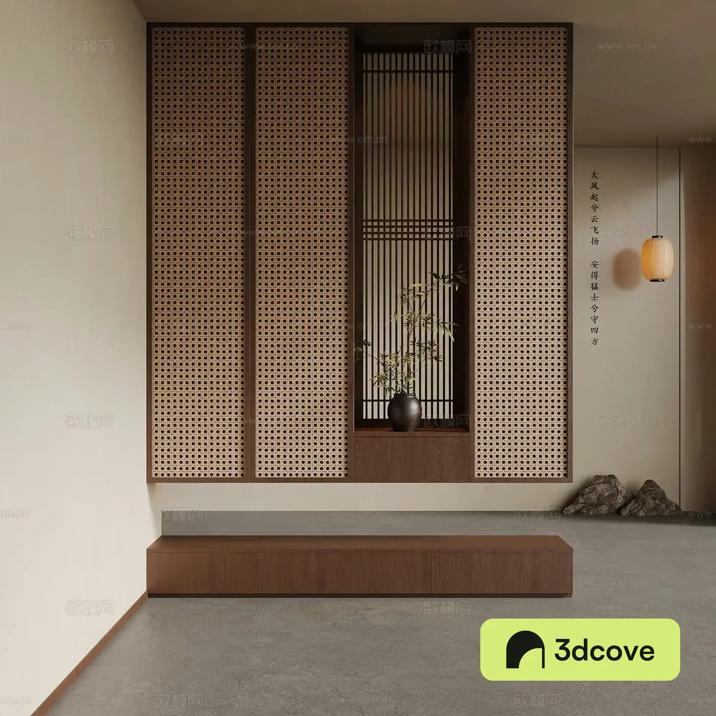 New Chinese style entrance hall entrance cabinet chandelier floor lamp
