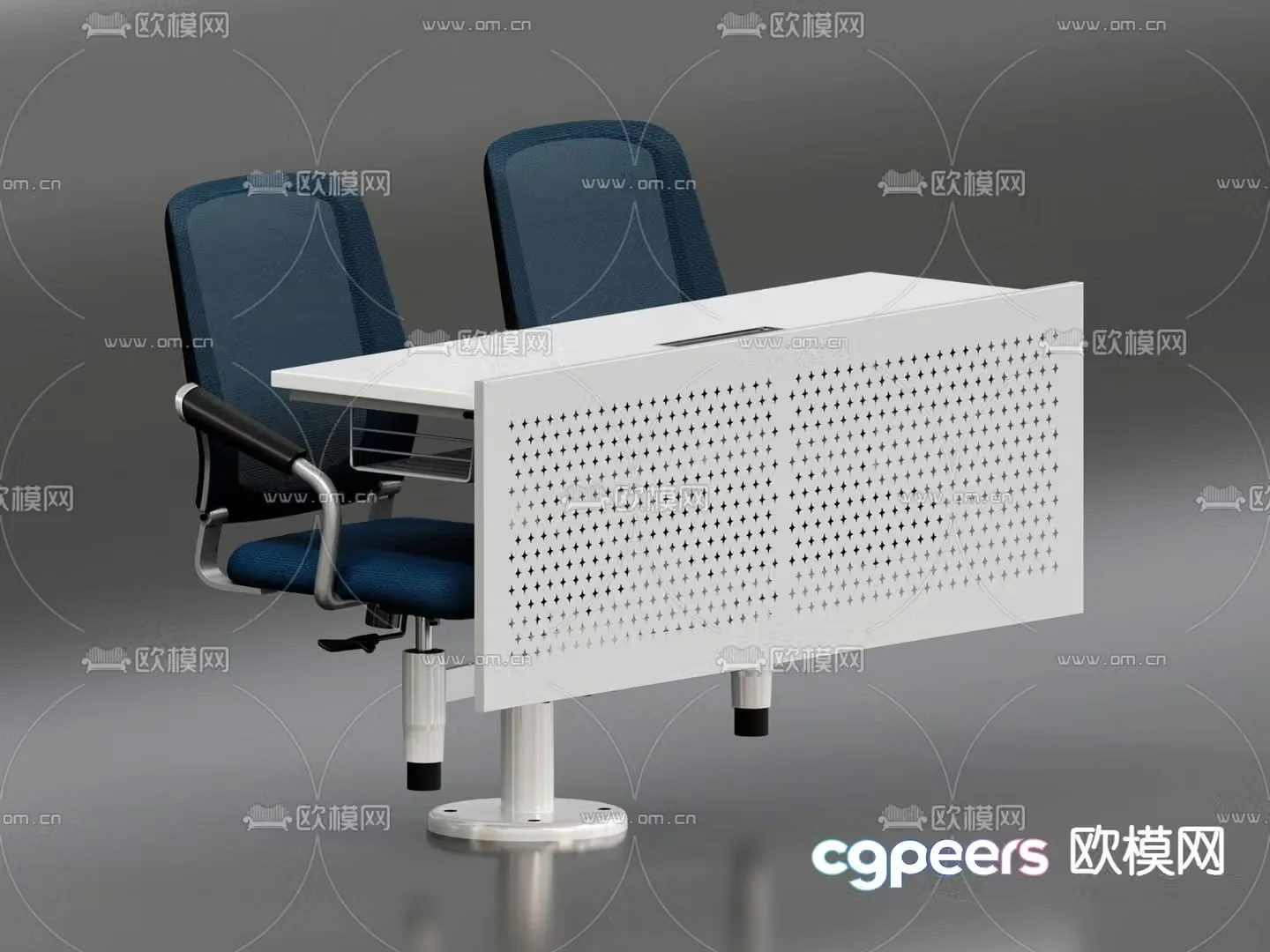 Training table ladder conjoined table classroom desks and chairs 3D model