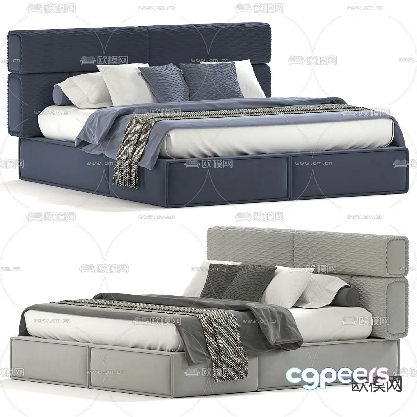 cornelio modern double bed 3d model