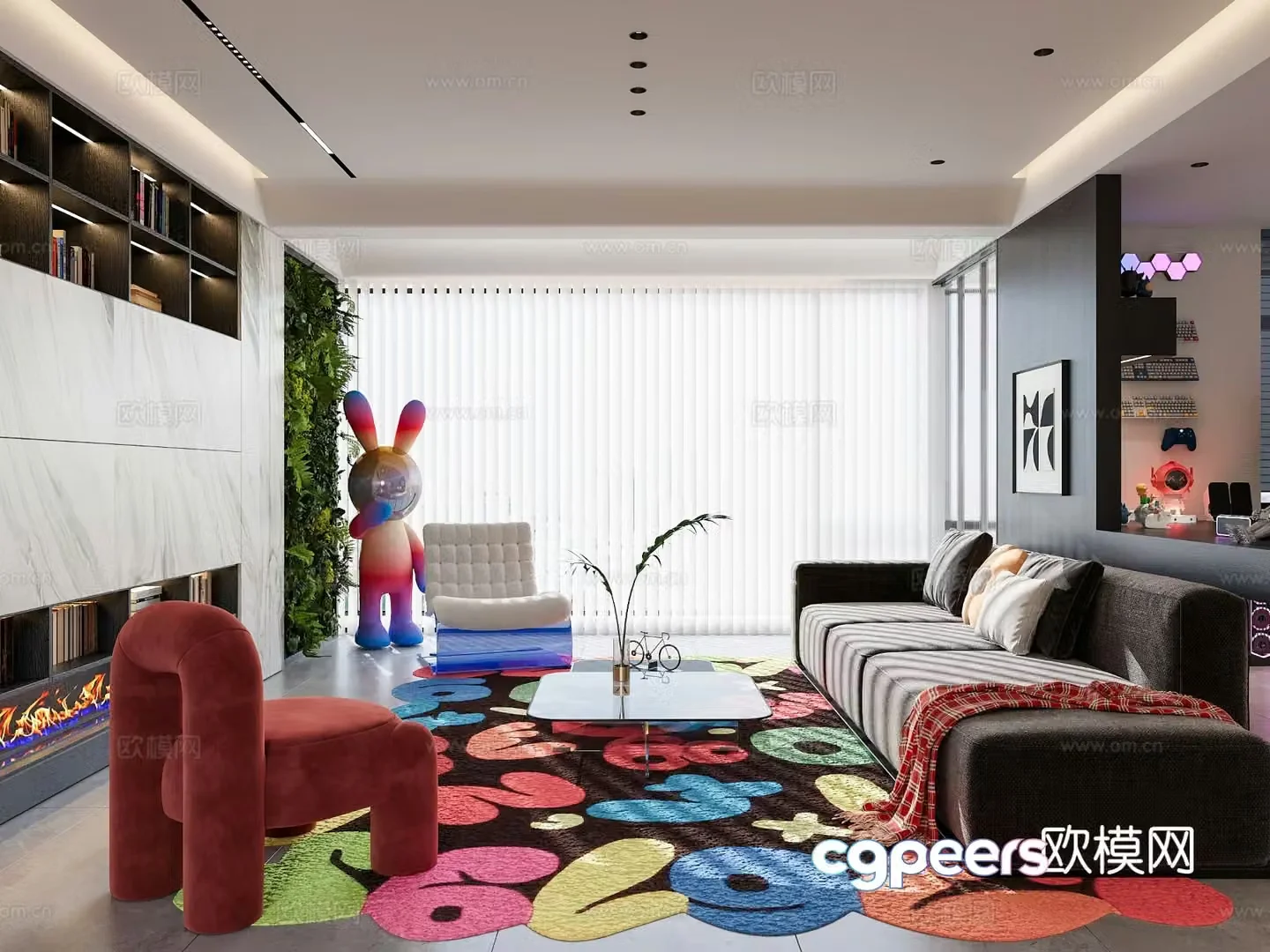Memphis style living room 3d model