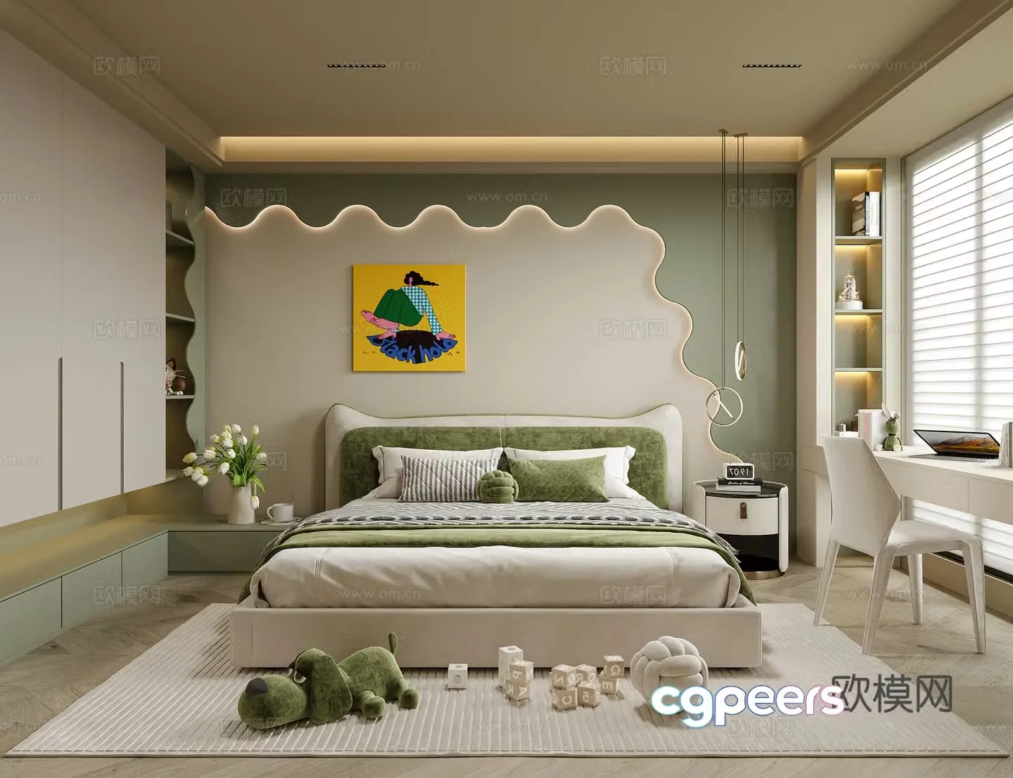 Modern children’s room universal children’s room girls’ room boy’s room children’s desk and chair 3d model