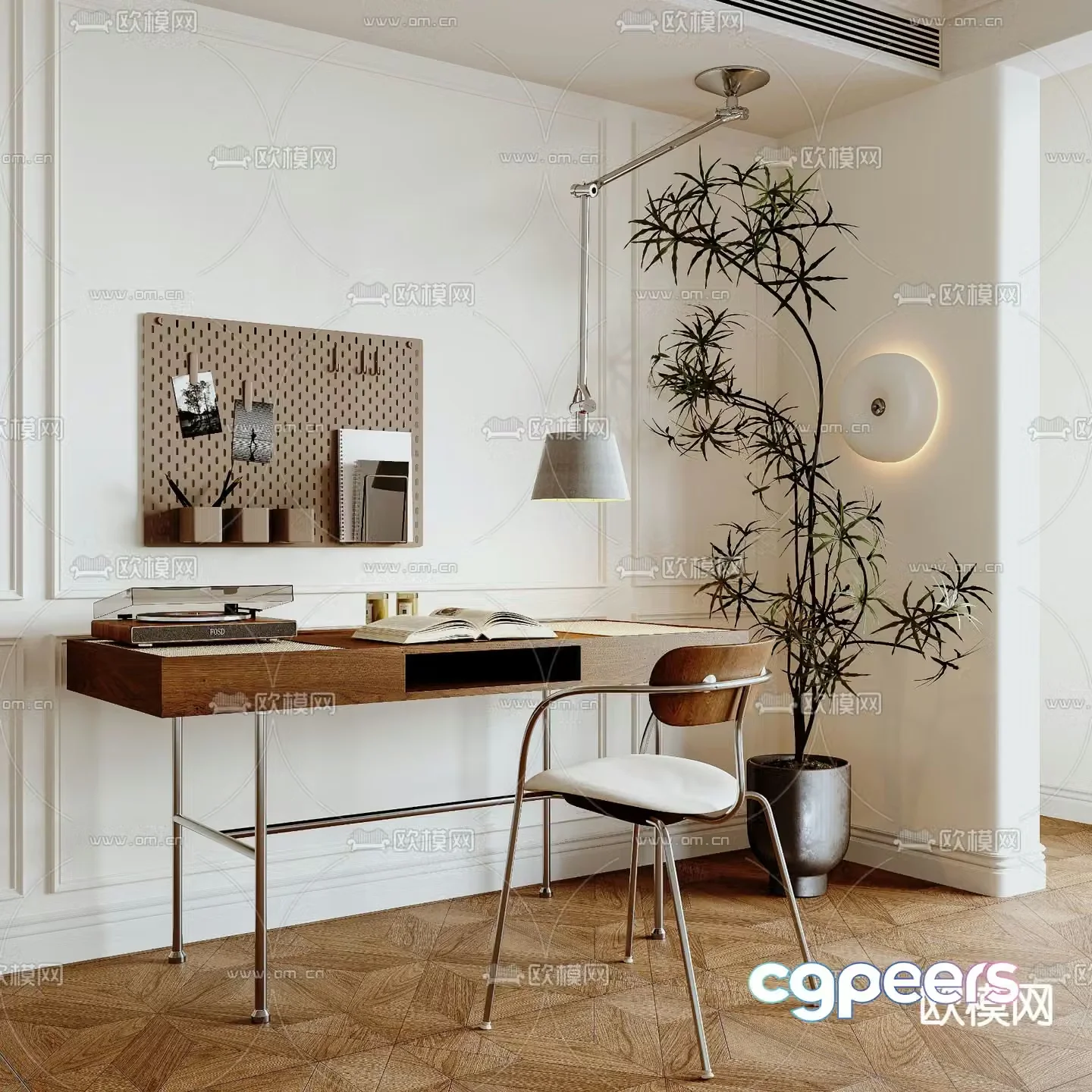 modern desk desk desk 3d model