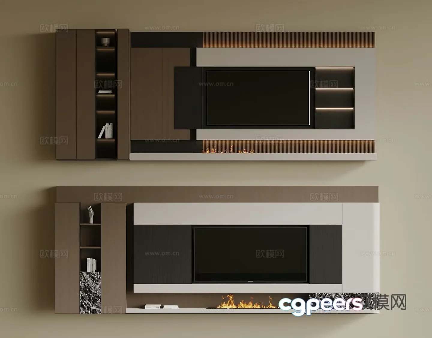 Modern Italian TV background wall 3d model