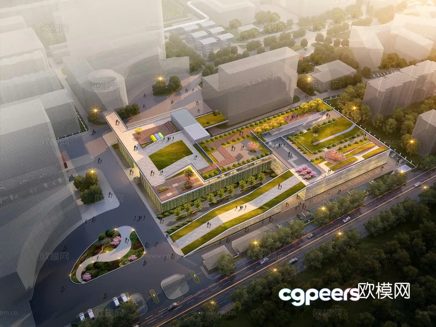 Ecological park aerial view 3d model
