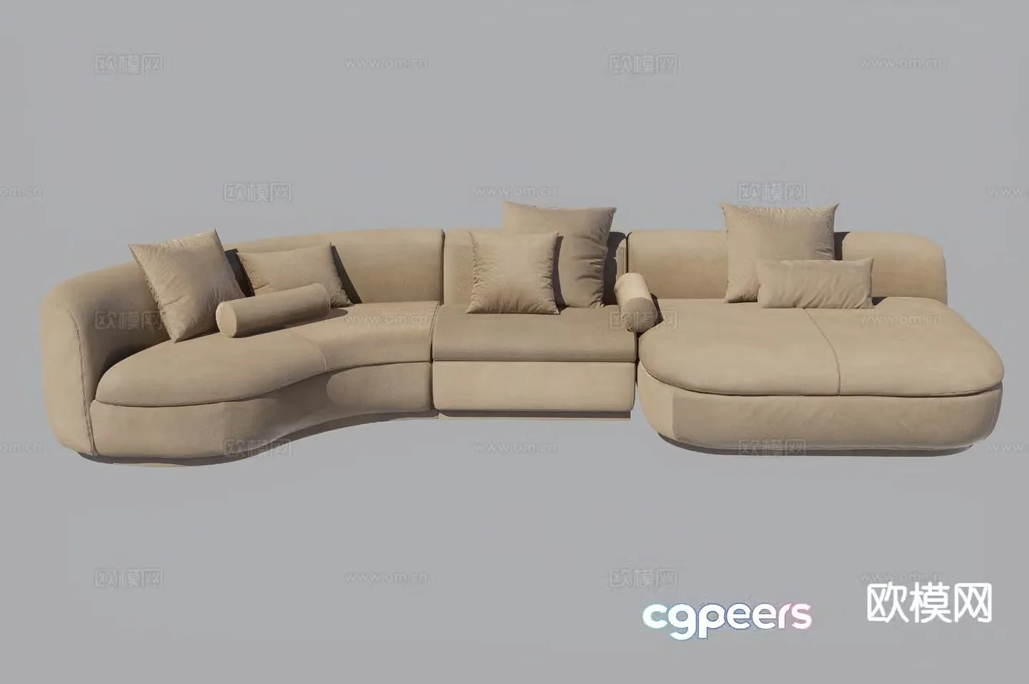 Italian multi-person sofa curved sofa 3d model