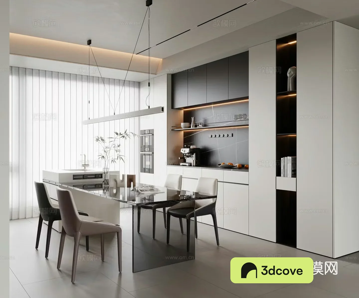 Modern dining room dining table and chair combination island dining table single chair leather dining chair enclosed kitchen