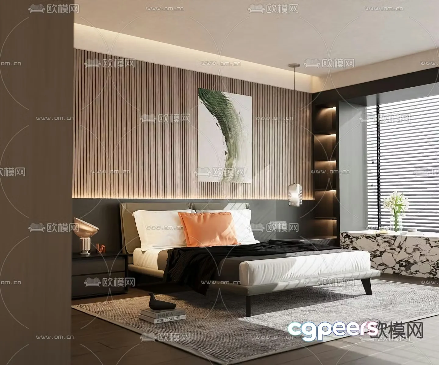 Modern double bed 3d model