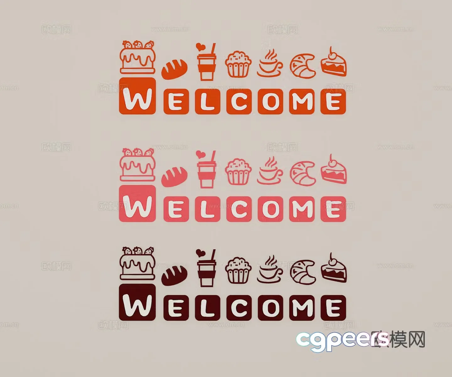 Bakery milk tea shop wall decoration 3D model