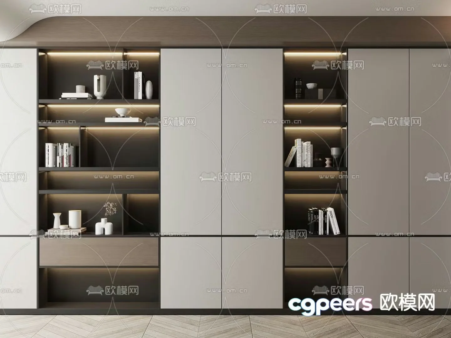 Modern cabinet bookcase 3d model