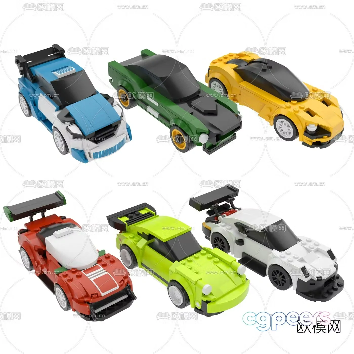 Modern lego car play set 3d model