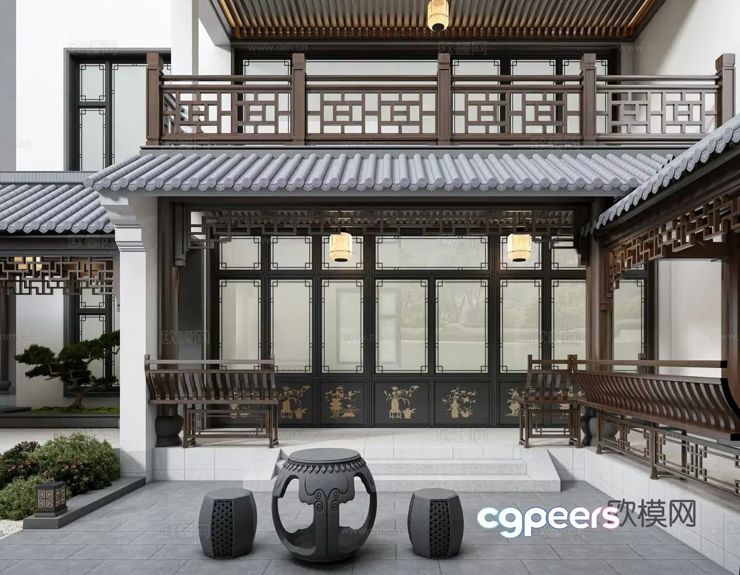 Chinese garden landscape 3d model