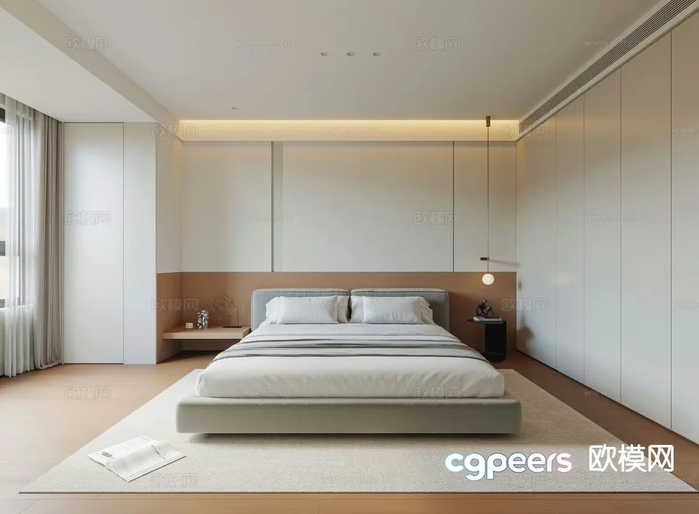 Modern minimalist bedroom master bedroom 3d model
