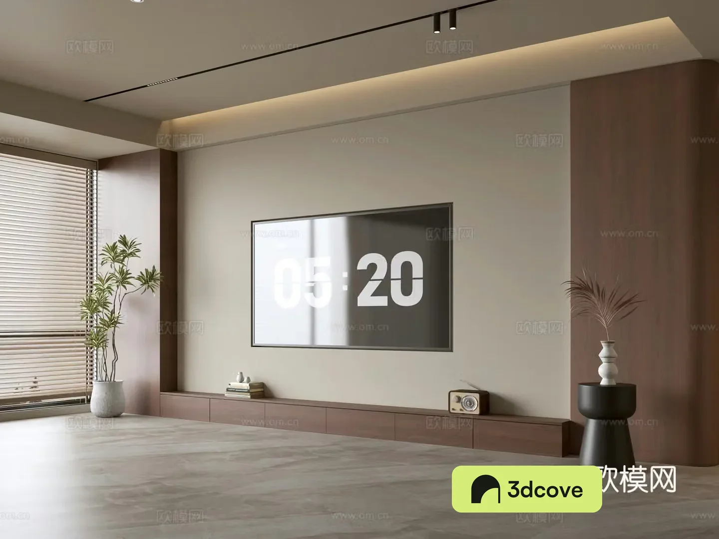 Wasabi Middle Style TV Cabinet TV Background Wall Overall Cabinet TV Background Wall Medal Style 3D Model