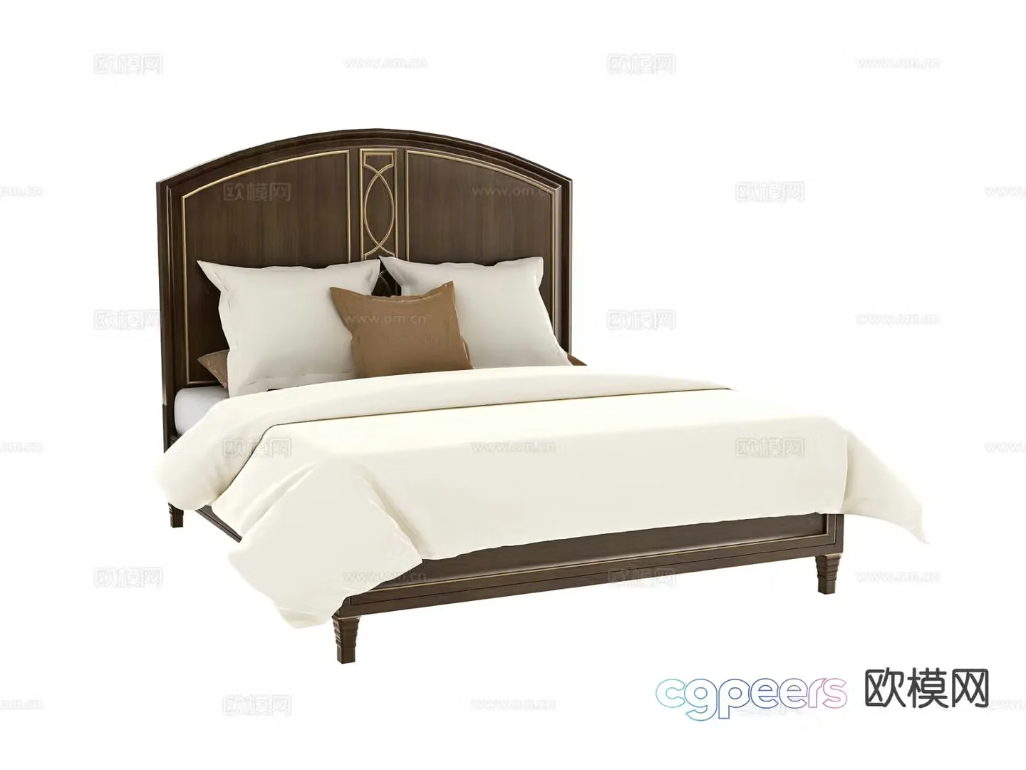 American double bed 3d model