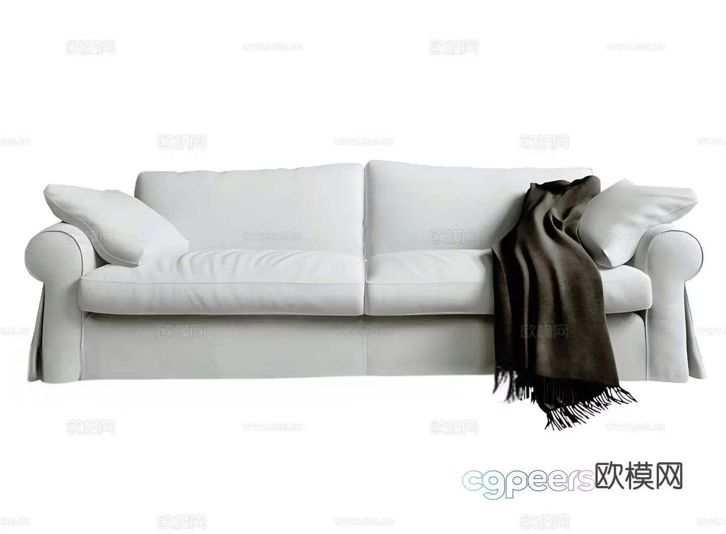 Modern double sofa white sofa 3d model