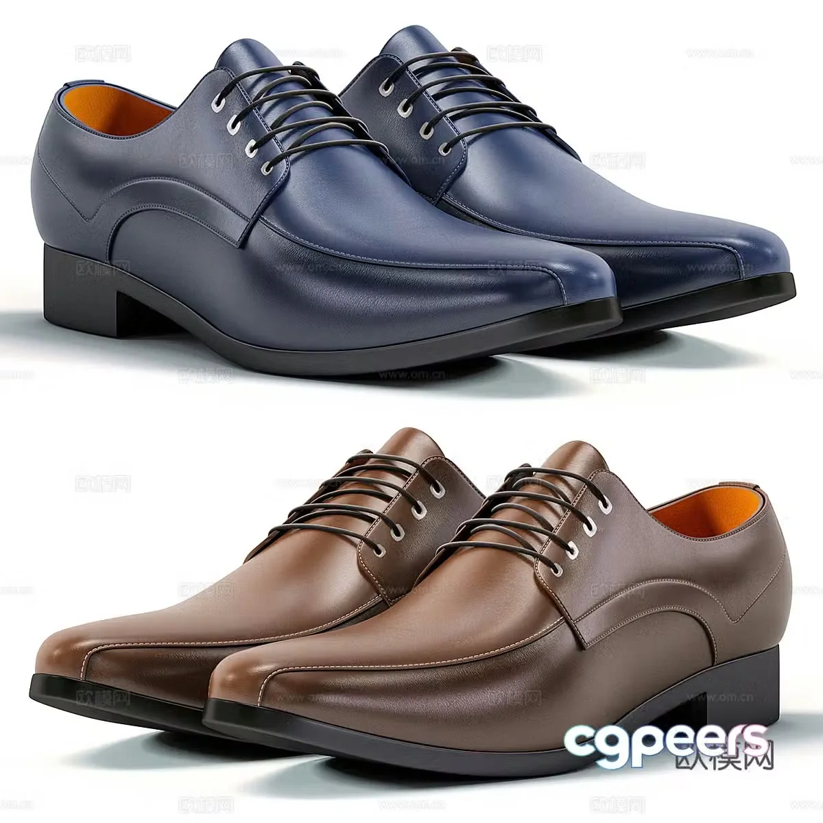 Modern men’s casual leather shoes 3d model