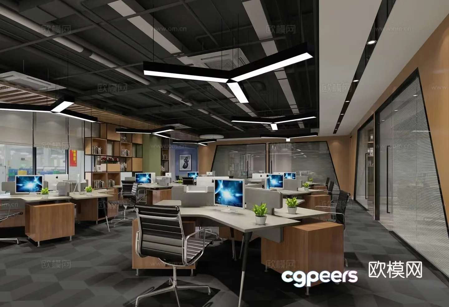 Open office office area 3d model