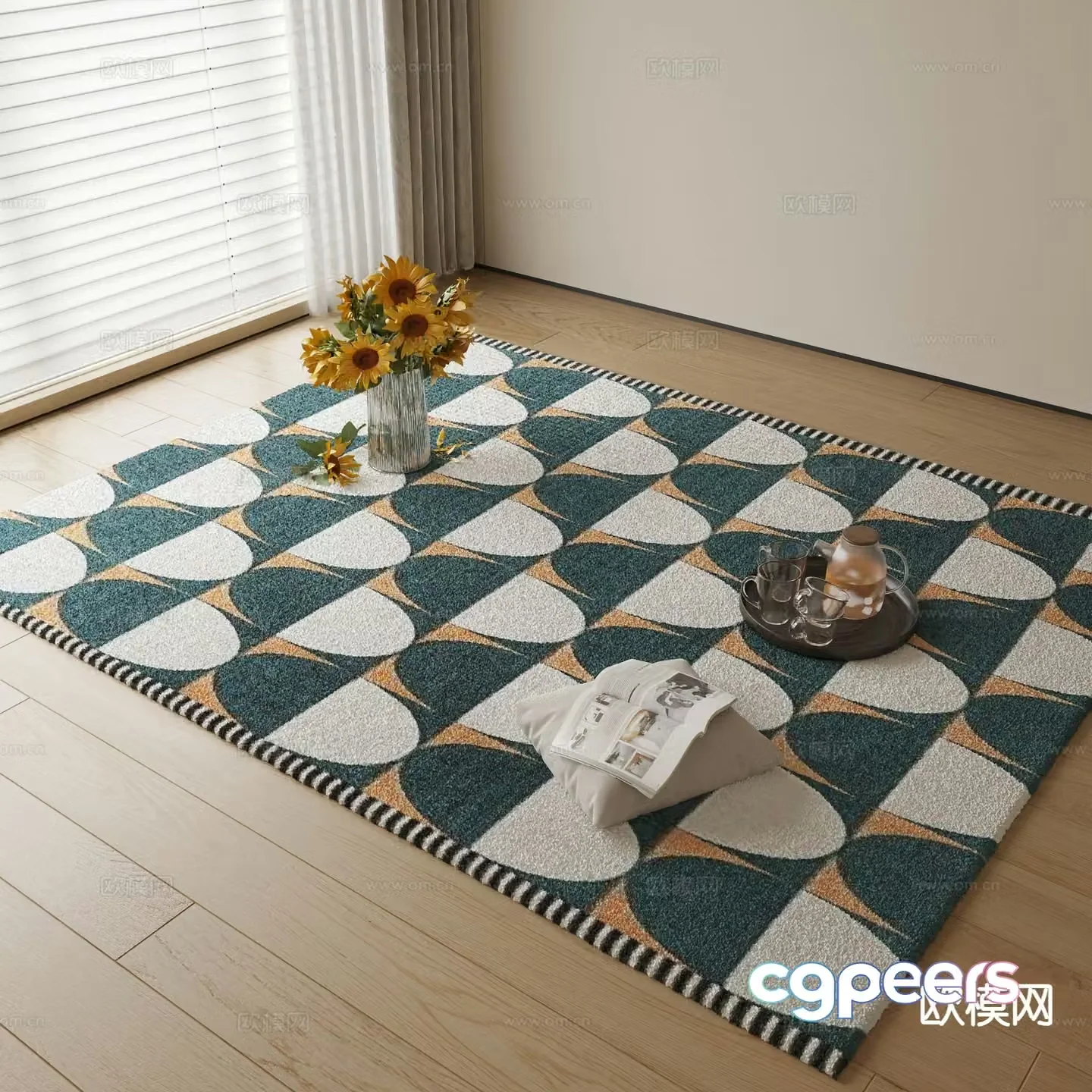 Modern carpet square rug 3d model