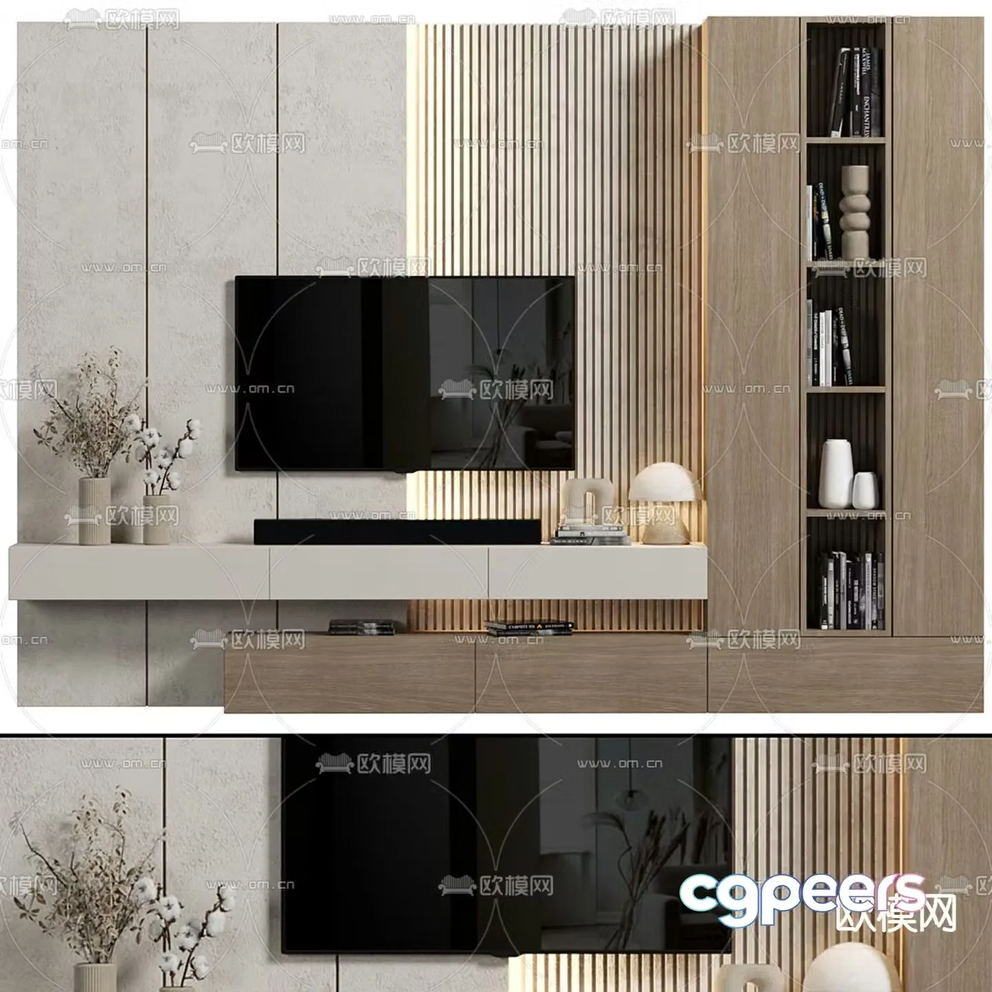 3d model of TV background wall