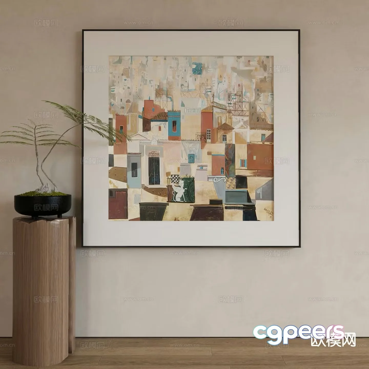 Wabi-sabi art painting landscape painting decorative painting 3d model