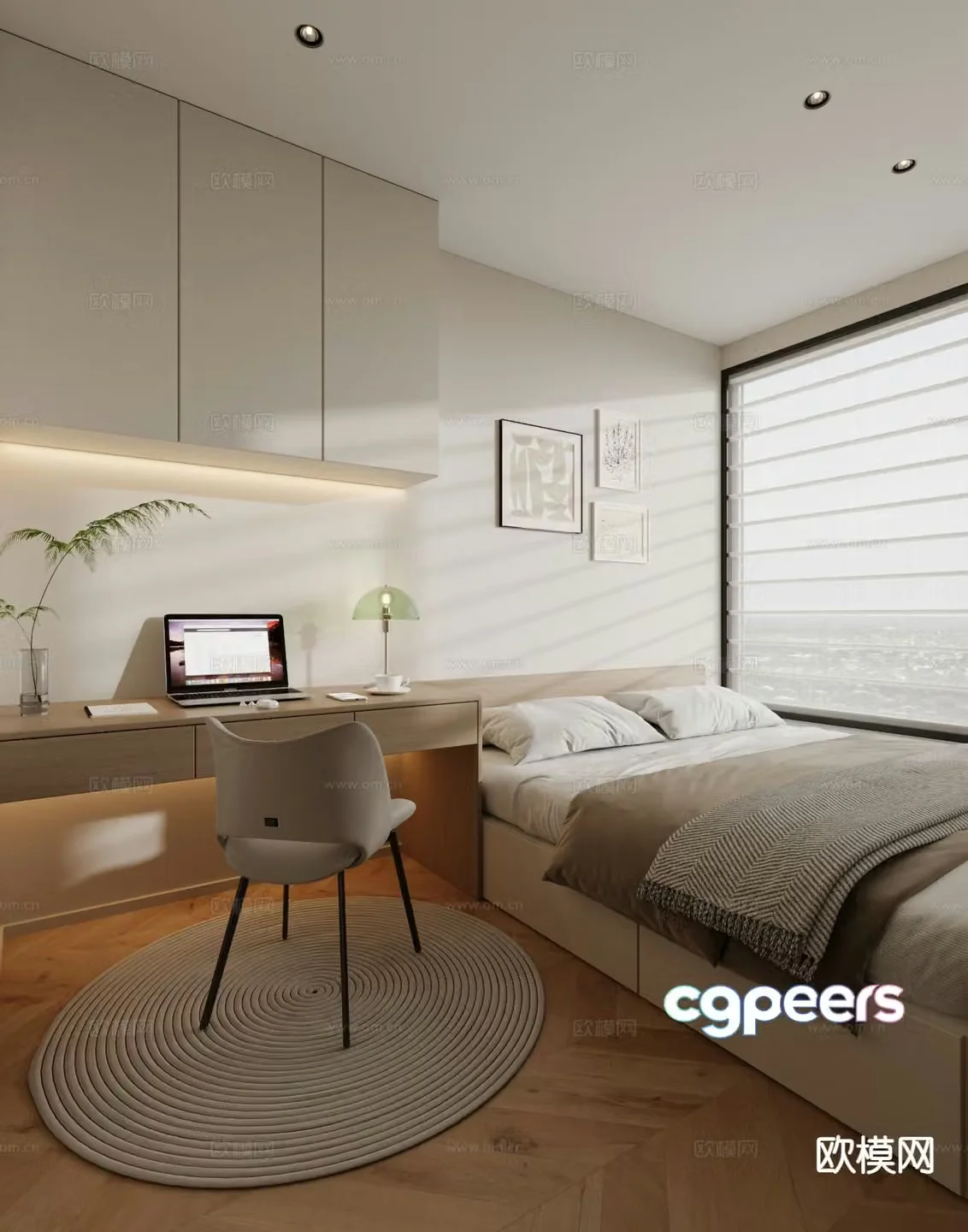 Modern tatami bedroom 3d model