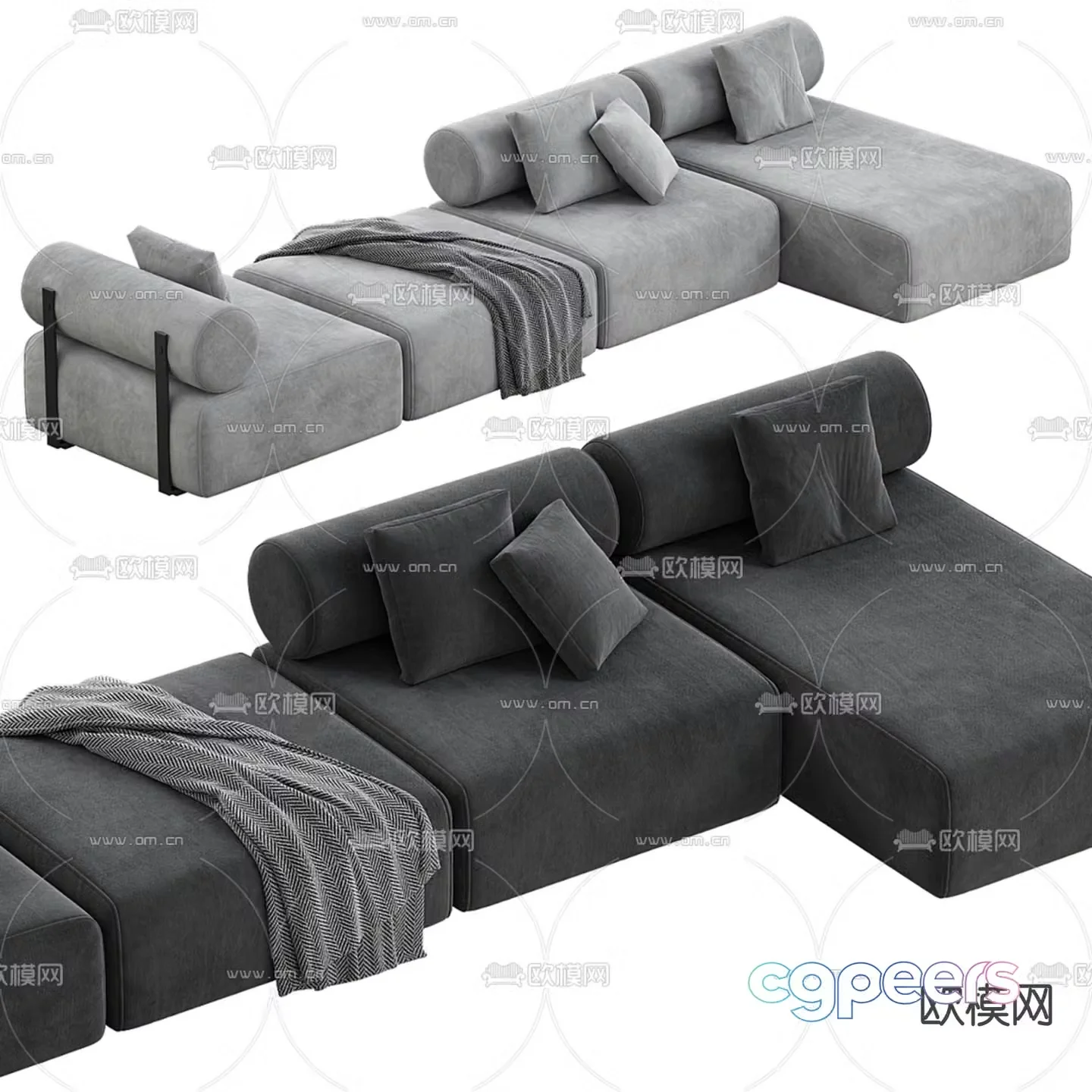multi-person sofa corner sofa 3d model