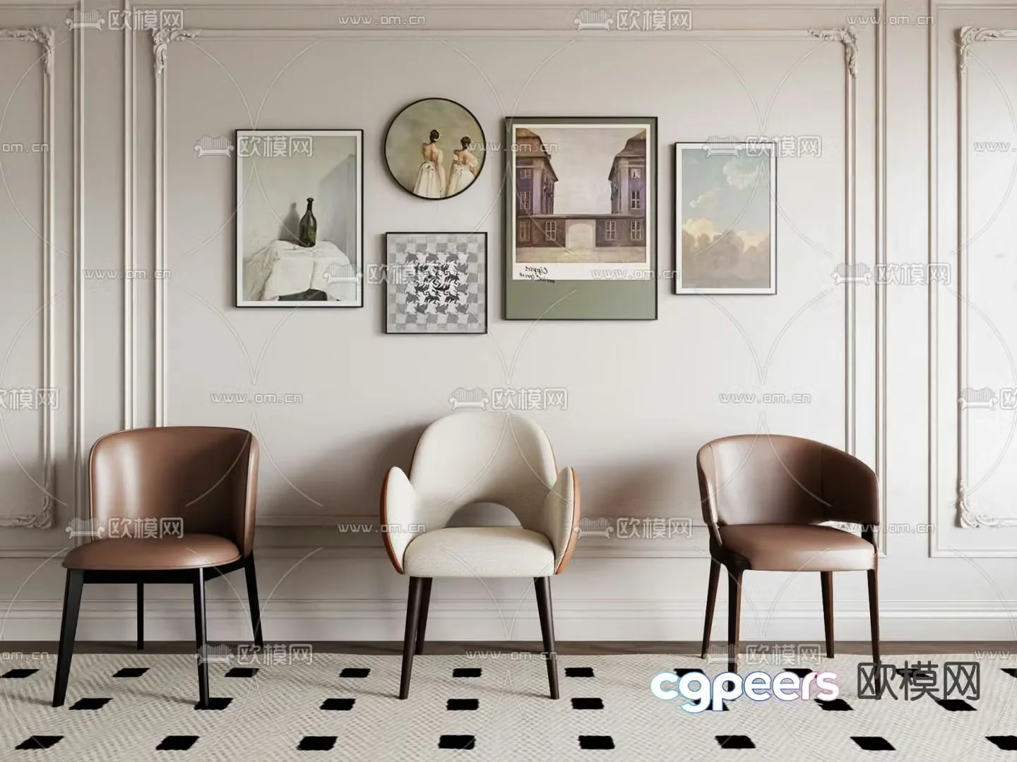 Modern chair dining chair 3d model