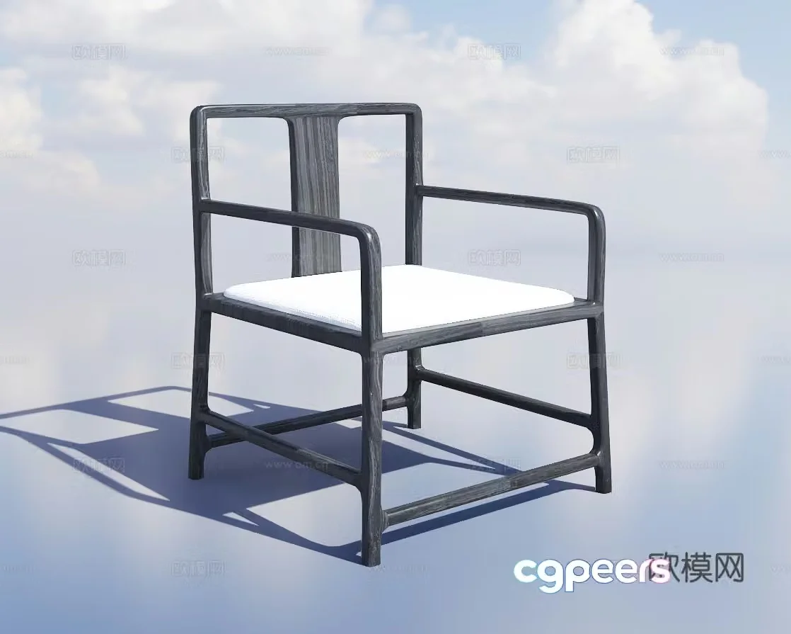 New Chinese style chair single chair dining chair 3d model
