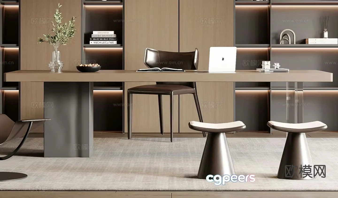 Italian desk study table 3d model