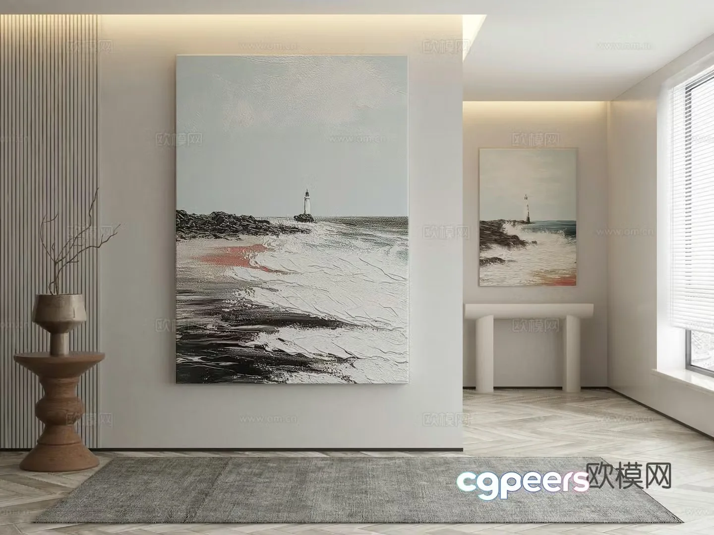 Modern oil painting decorative painting 3d model