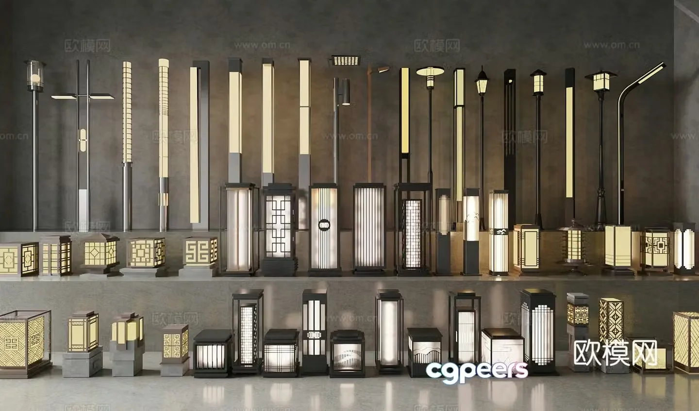Modern new Chinese style outdoor lights Garden lights 3D model