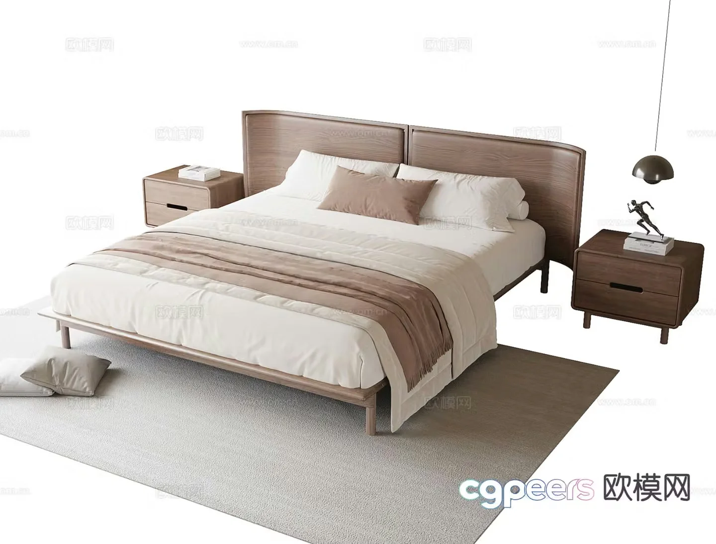 Modern double bed 3d model