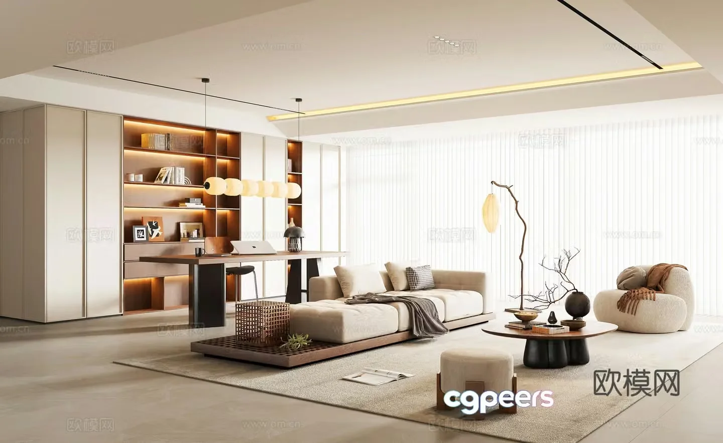Modern medieval style living room 3d model