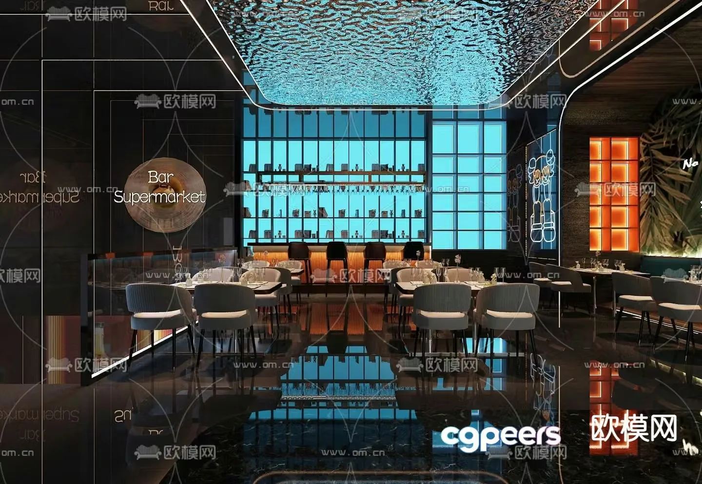 Music bar music restaurant restaurant bar 3d model