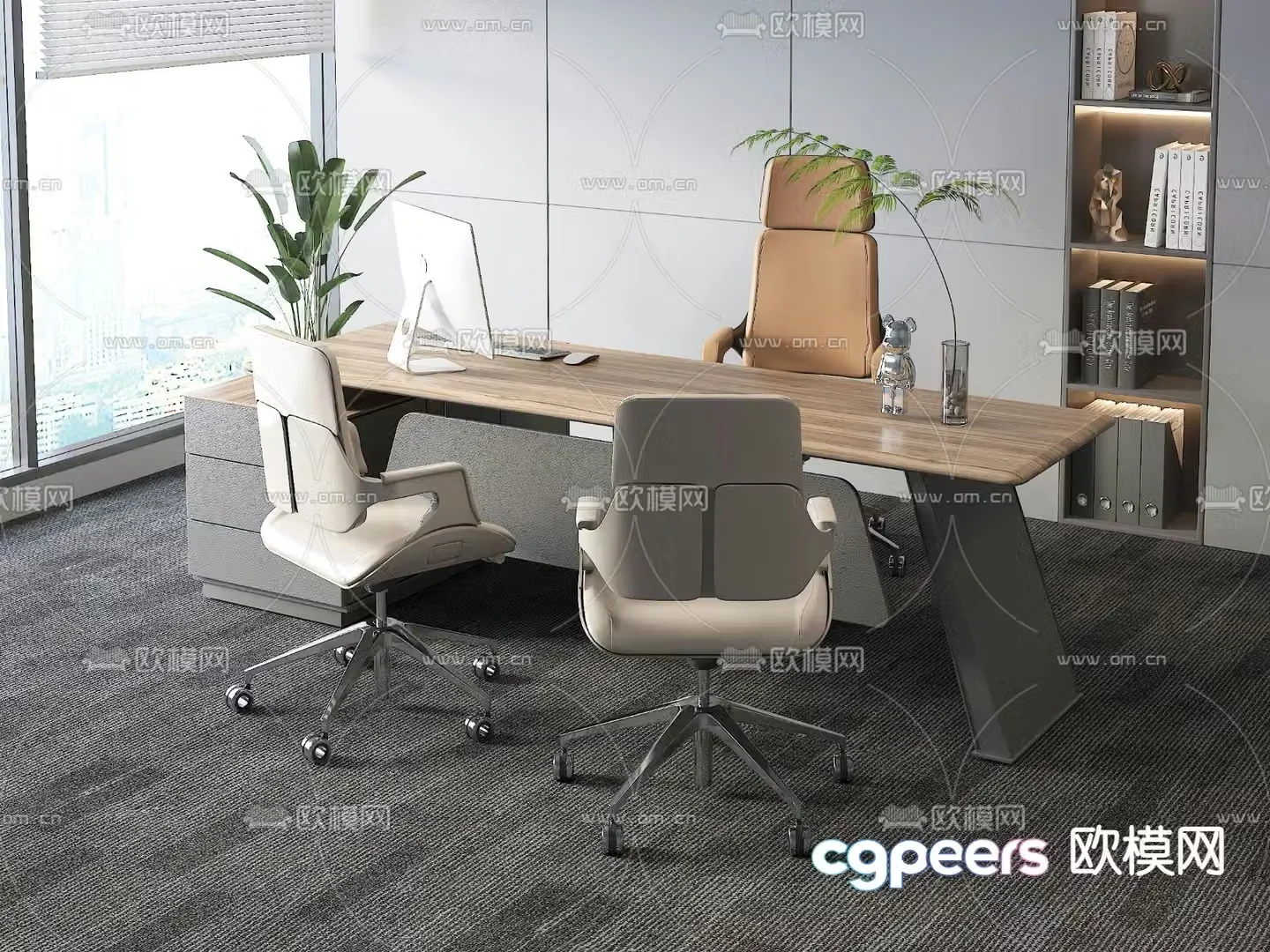 Modern executive desk boss desk 3D model