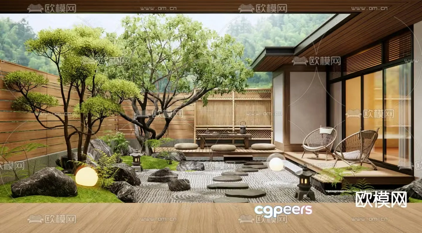 Courtyard garden courtyard landscape 3d model