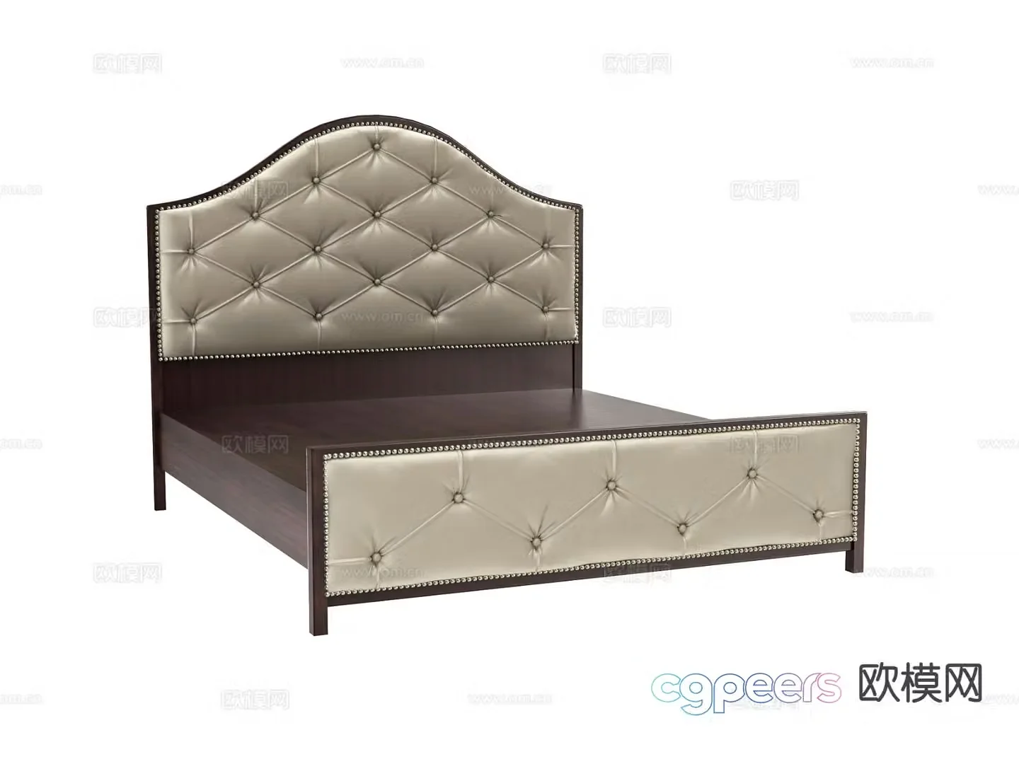 American double bed bed board 3d model