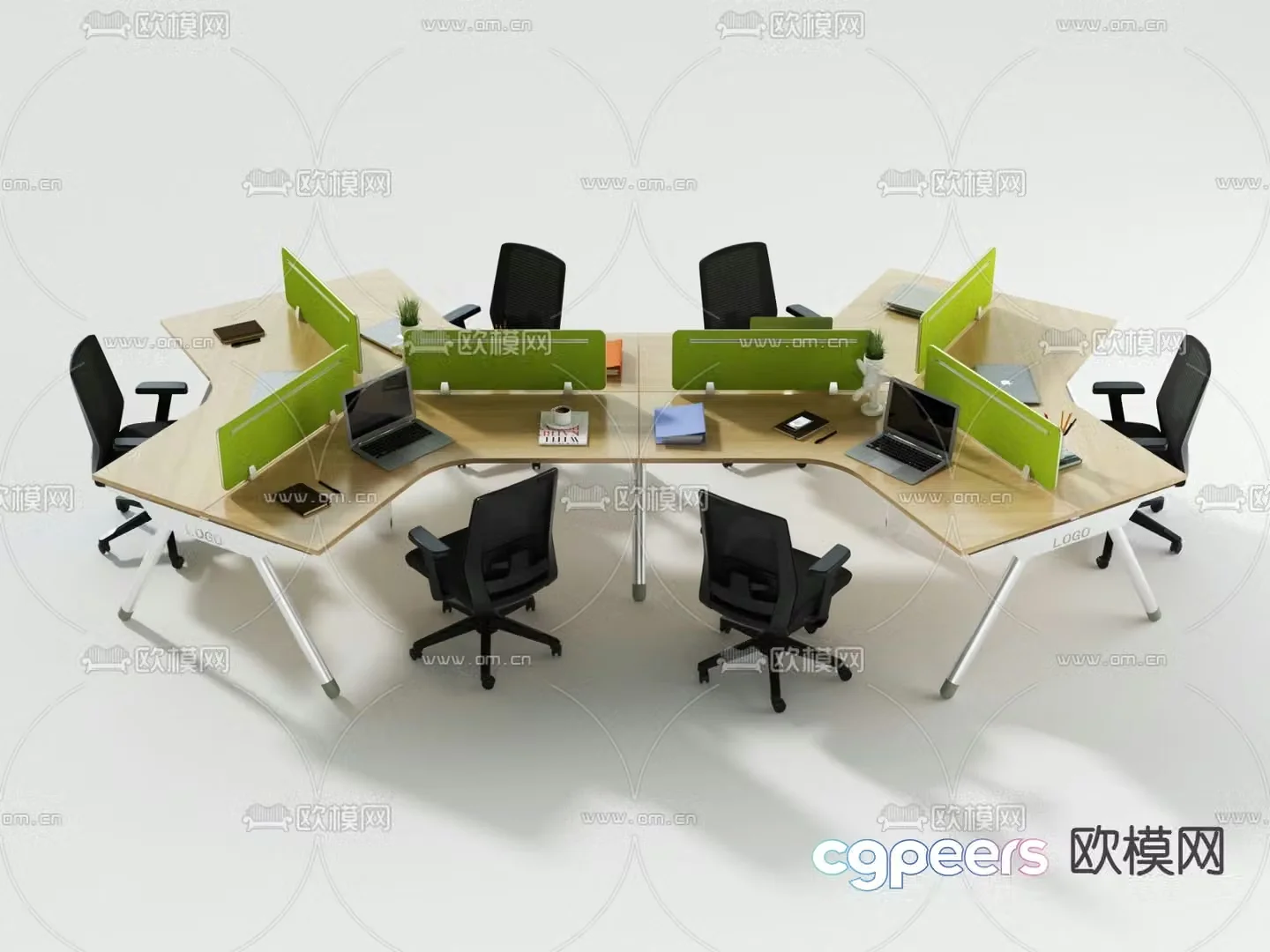 Card space desk workstation 3D model