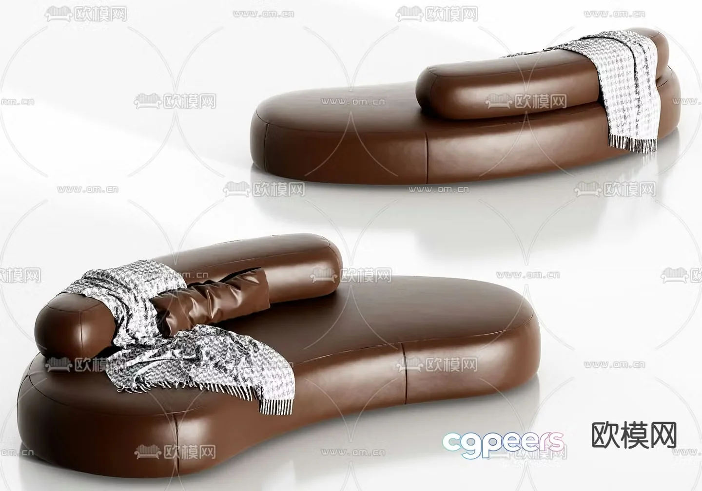 curved sofa leather sofa 3d model