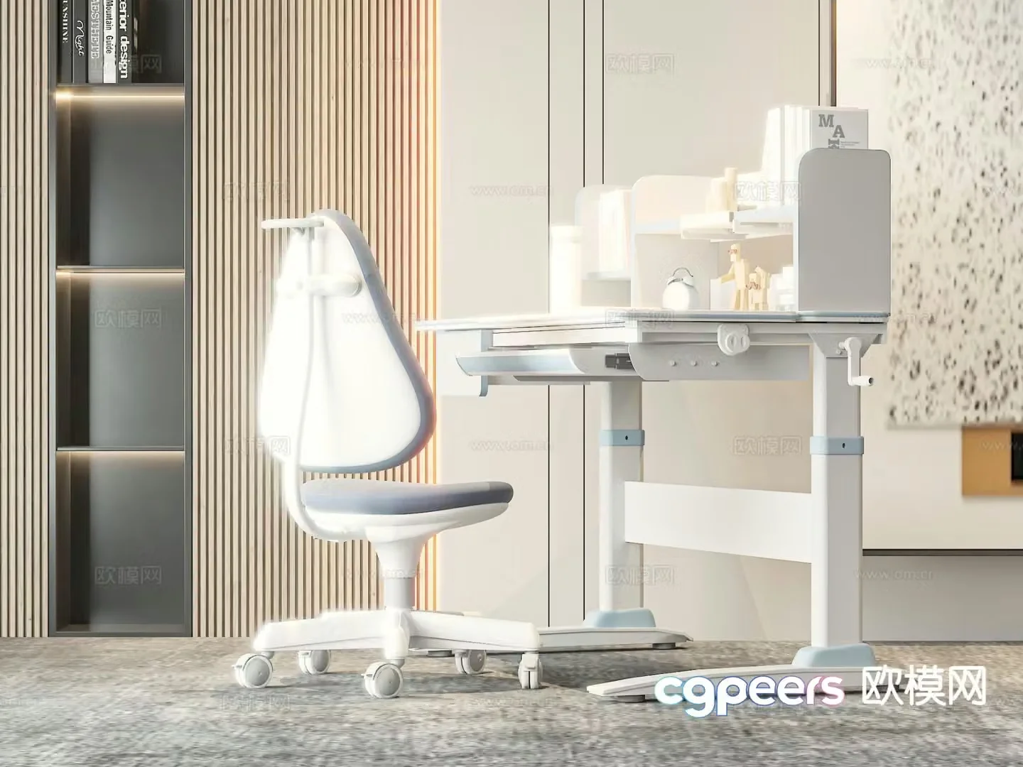Modern children’s desk lifting desk writing desk 3d model