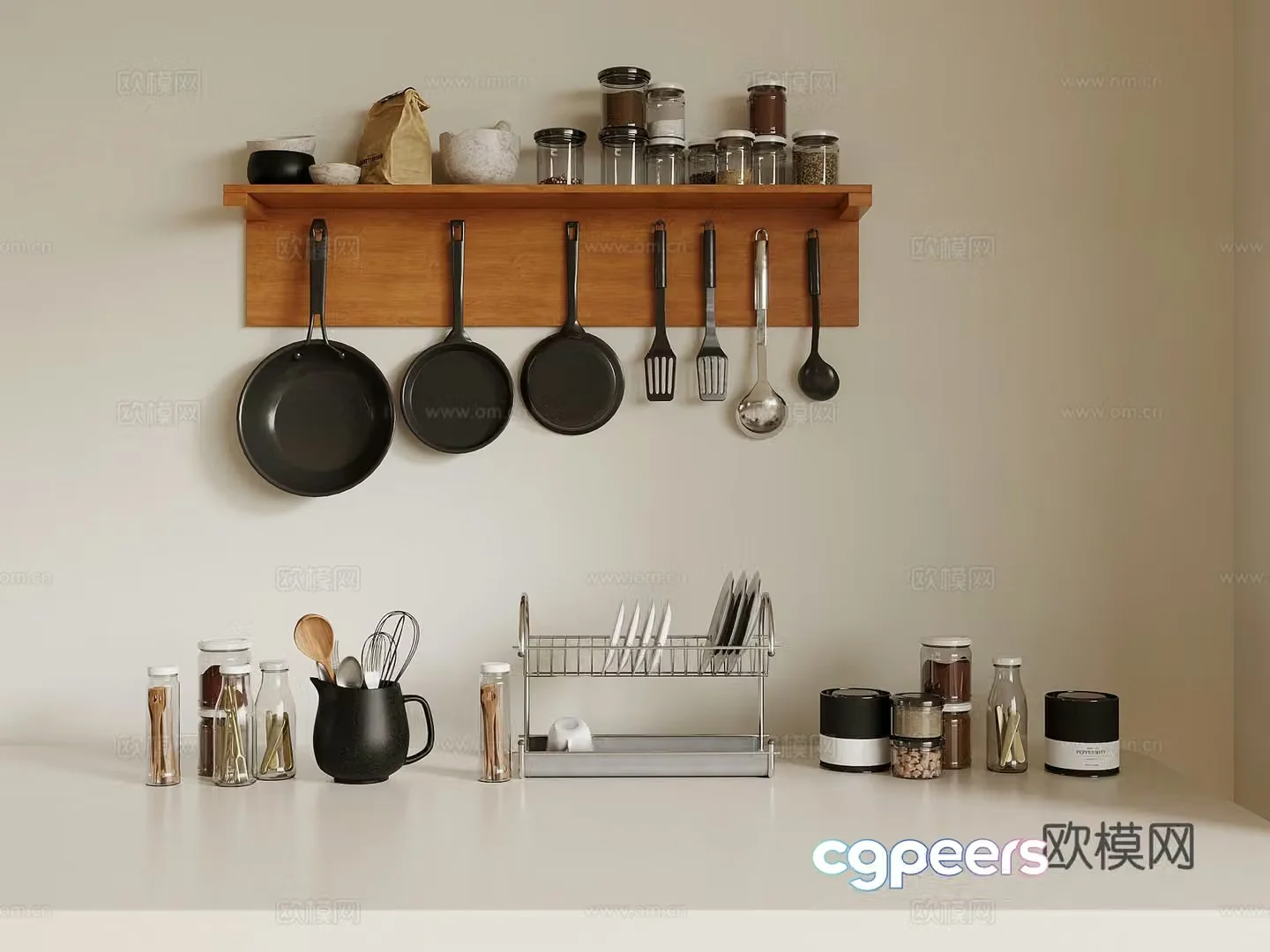 Kitchen supplies modern kitchen utensils dishes seasoning bottle 3d model