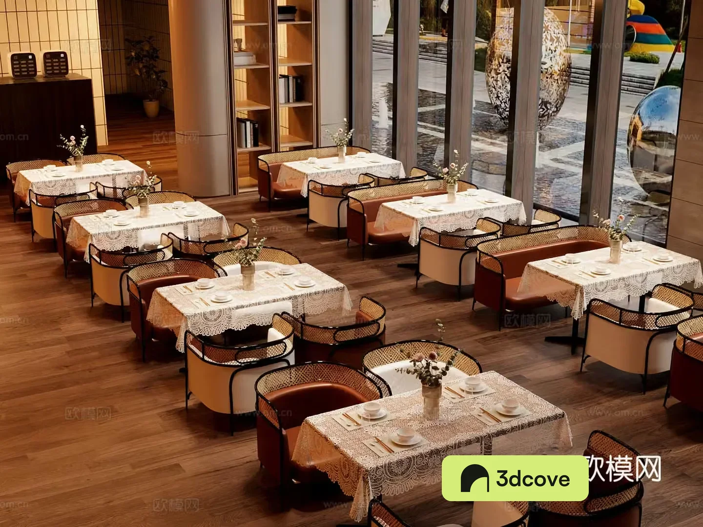Modern Western Restaurant Dining Table and Chair Combination Cardboard Tableware