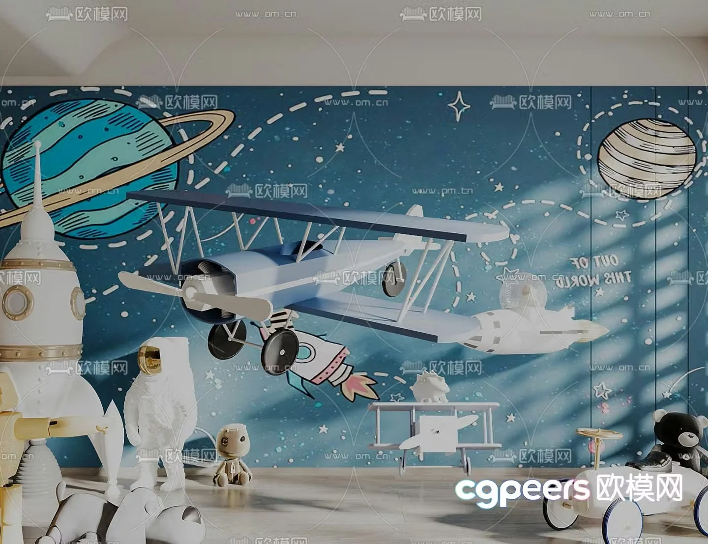 children’s toys airplane astronaut rocket 3d model