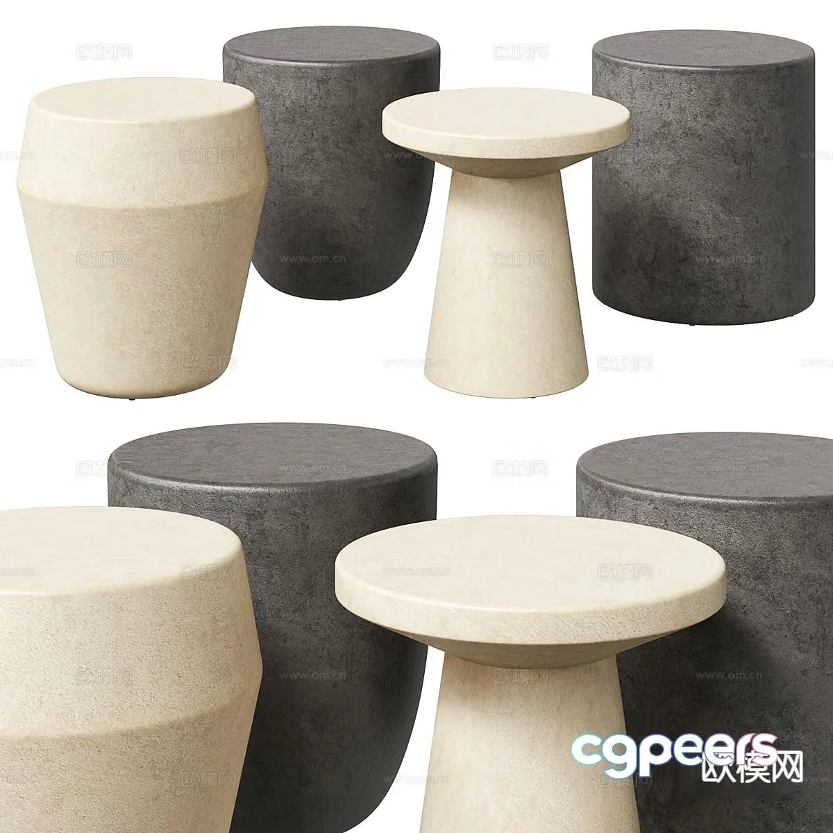 Wabi-sabi circle table corner table side table 3D model