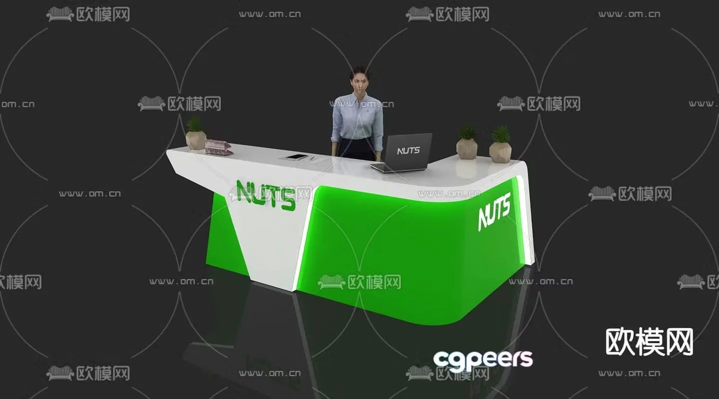 Modern reception desk front desk service desk information desk 3d model